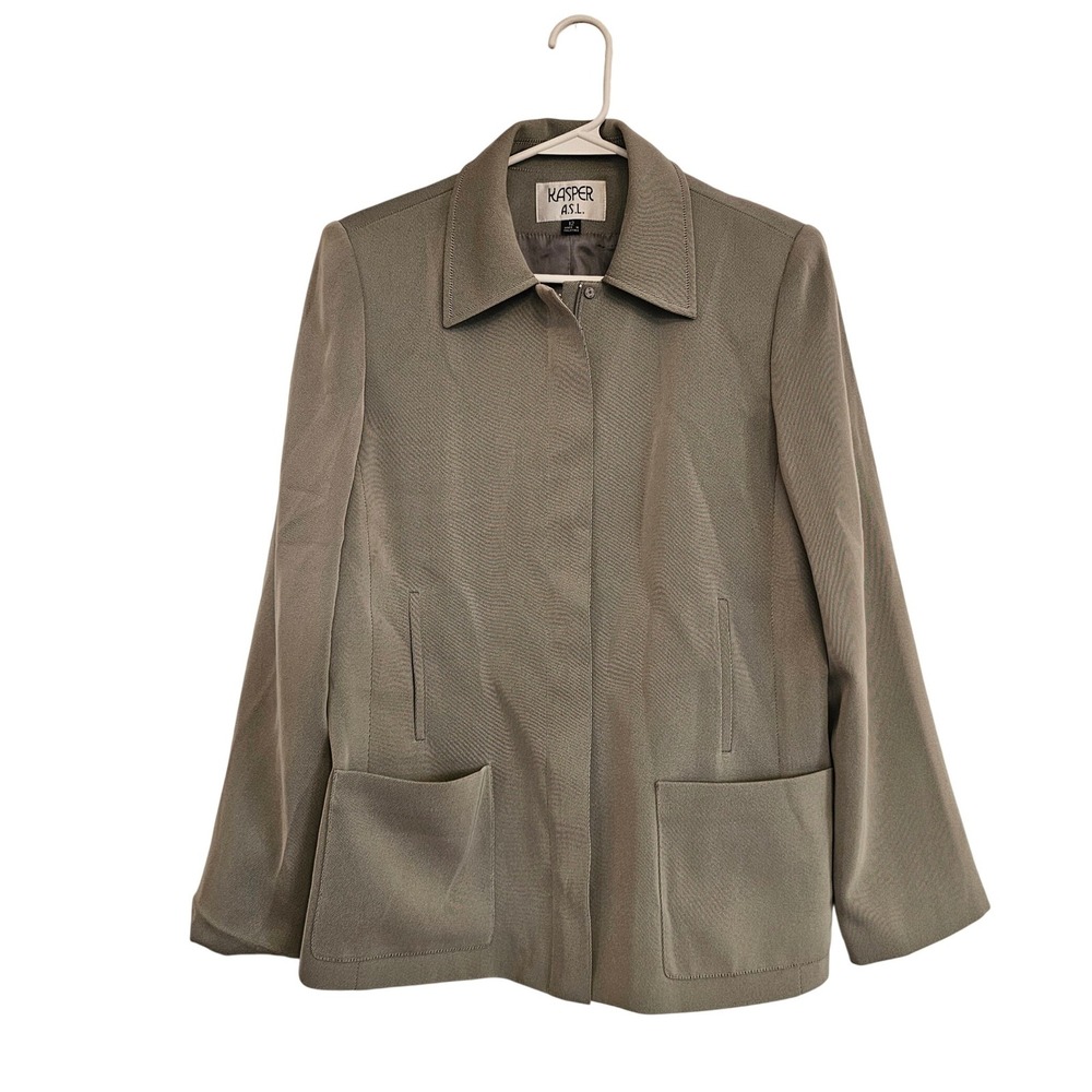 KASPER A.S.L. Women's Size 12 Gray‎ Blazer Jacket Zipper Front